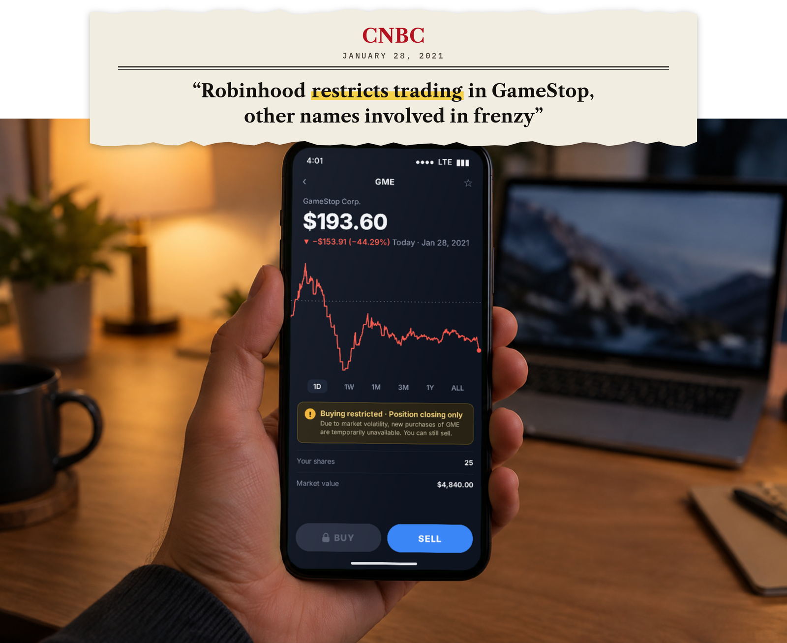 GME buy restricted + CNBC headline